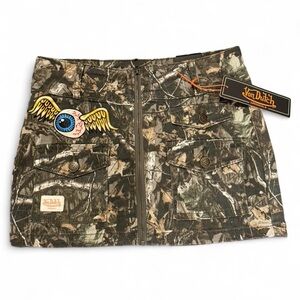 Von Dutch Camo Mini Skirt with Eye Graphic